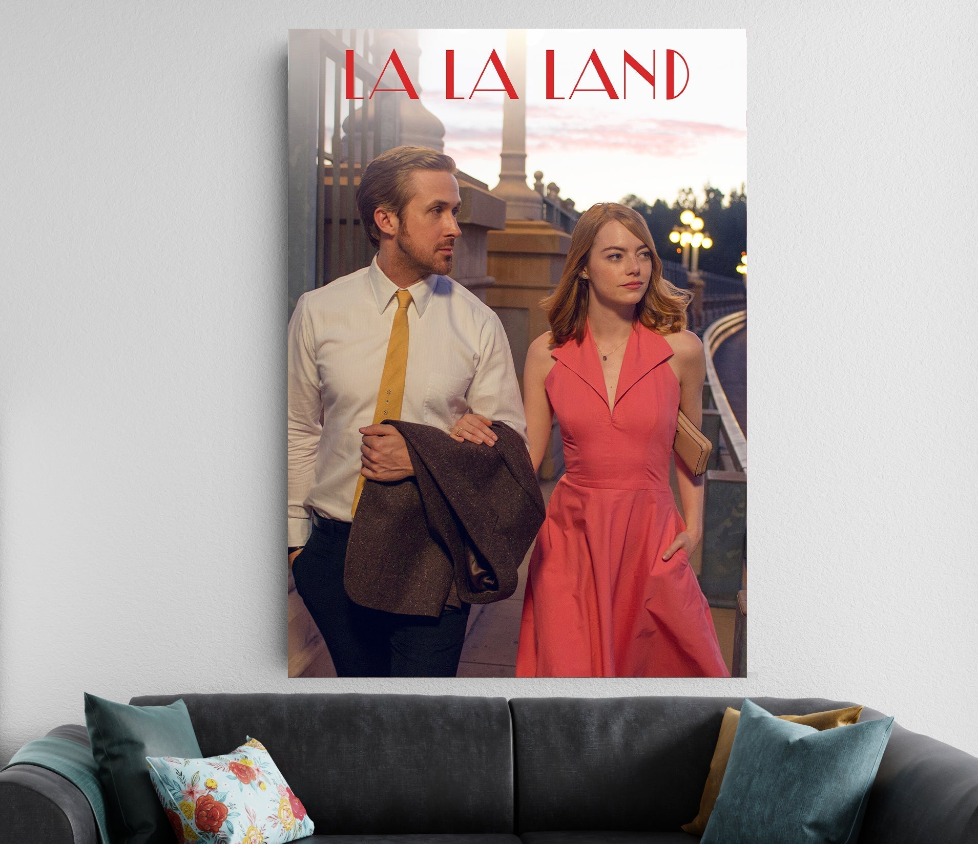 La La Land Poster | Romantic Couple Movie Scene | Aesthetic Film Wall Art Lazywalls